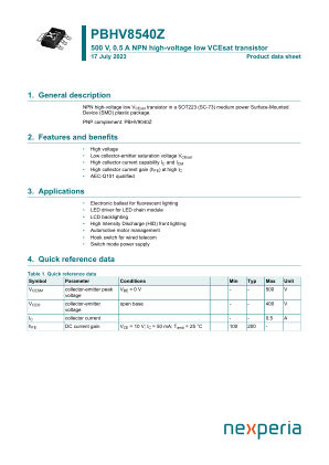 PBHV8540Z 数据手册首页