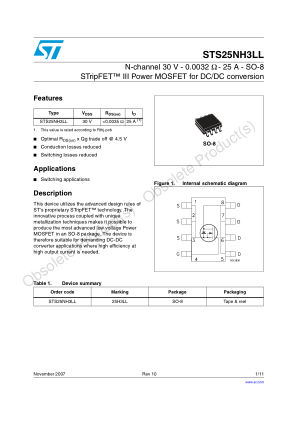 STS25NH3LL datasheet cover page