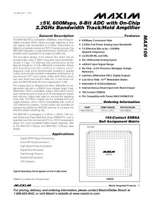 MAX106 datasheet cover page