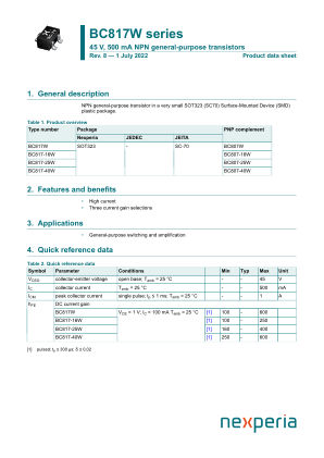 BC817-25W datasheet cover page