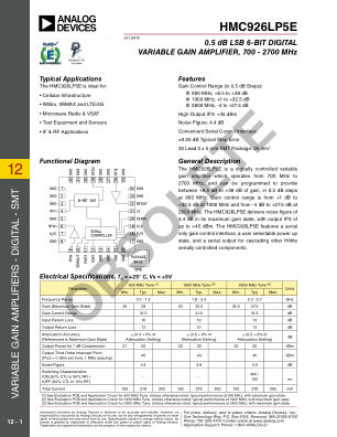 HMC926 数据手册首页