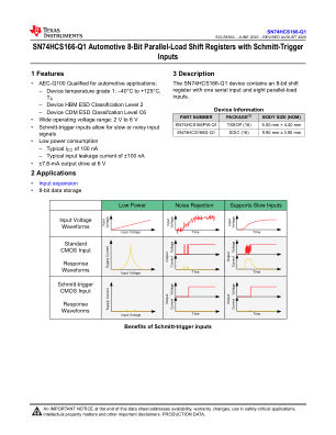 SN74HCS166-Q1 数据手册首页