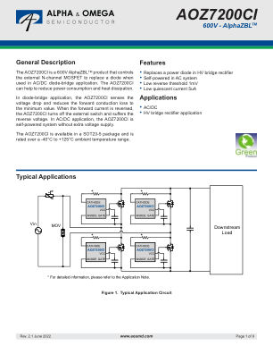 AOZ7200CI datasheet cover page
