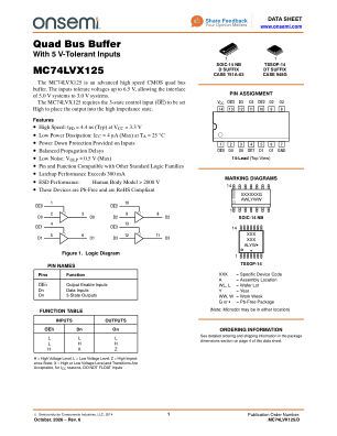 MC74LVX125 datasheet cover page
