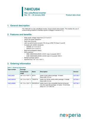 74HCU04PW 数据手册首页