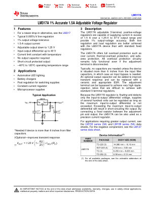 LM317A datasheet cover page