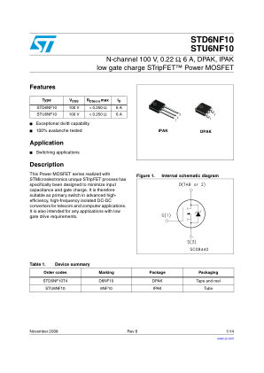 STD6NF10 datasheet cover page