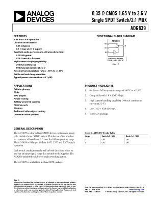 ADG839 数据手册首页