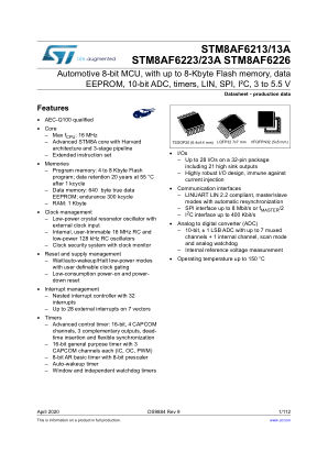STM8AF6213 datasheet cover page