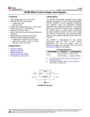 UA78M datasheet cover page