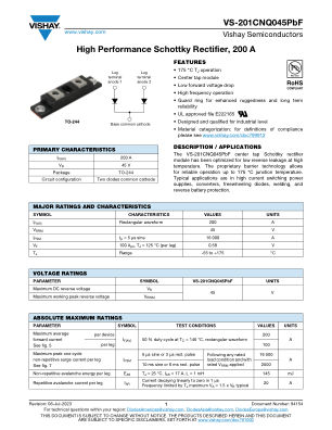 VS-201CNQ045PBF 数据手册首页
