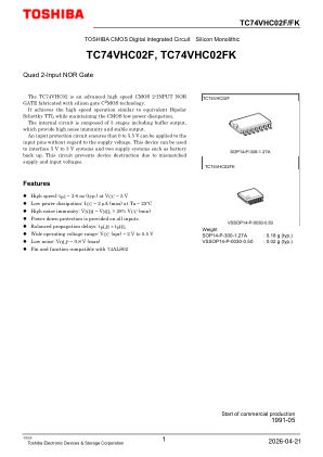 TC74VHC02F datasheet cover page