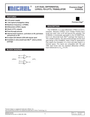 SY89323LMG-TR datasheet cover page