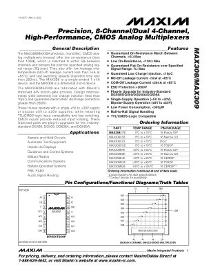 MAX308-MAX309 datasheet cover page