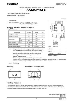SSM5P15FU datasheet cover page