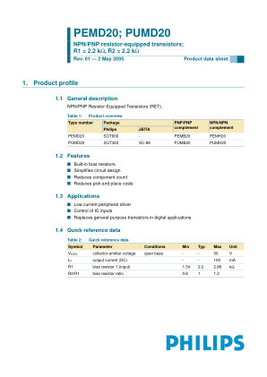 PEMD20 datasheet cover page