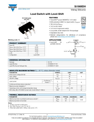 SI1869DH 数据手册首页