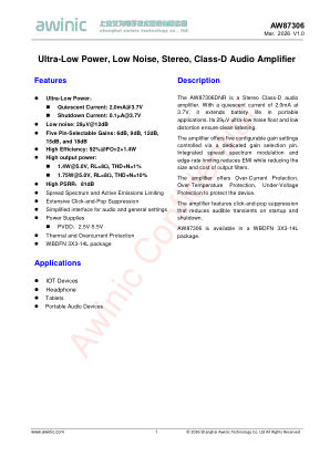 AW87306DNR datasheet cover page
