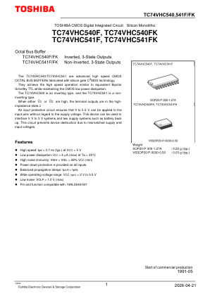 TC74VHC541FK datasheet cover page