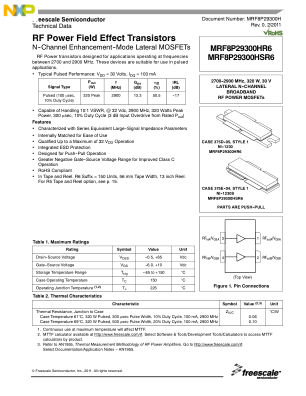 MRF8P29300H 数据手册首页