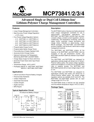MCP73843-420I 数据手册首页