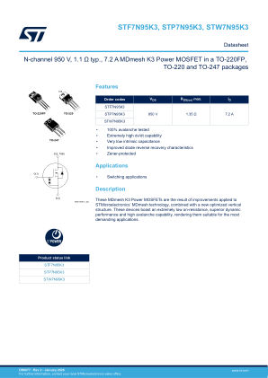 STF7N95K3 datasheet cover page