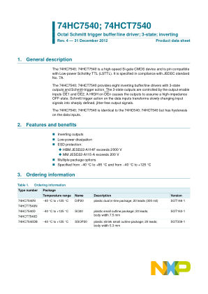 74HC7540D datasheet cover page