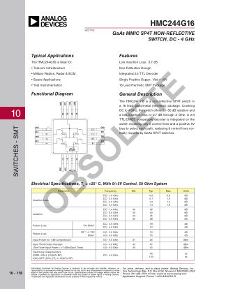 HMC244 datasheet cover page