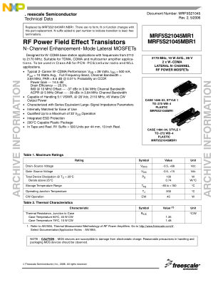 MRF5S21045 datasheet cover page