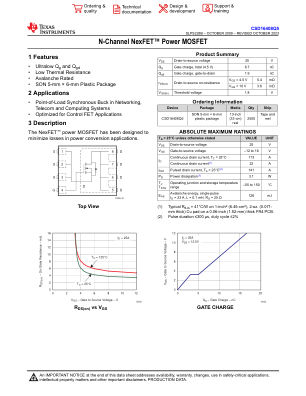 CSD16408Q5 数据手册首页