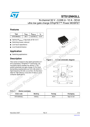 STS12NH3LL 数据手册首页