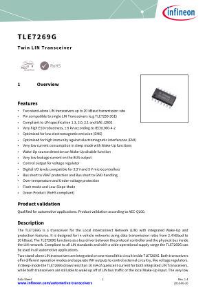 TLE7269G datasheet cover page