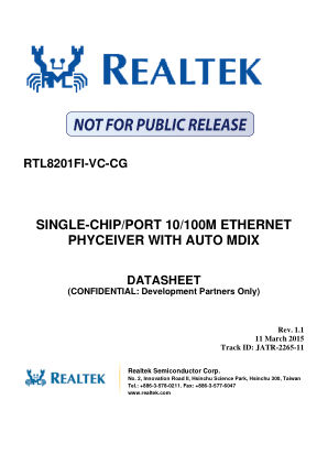 RTL8201FI-VC-CG datasheet cover page