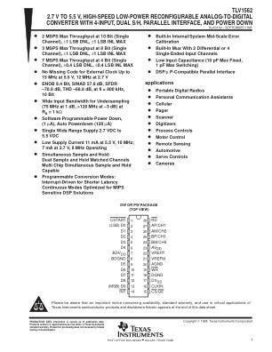 TLV1562 datasheet cover page