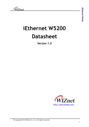 W5200 数据手册首页