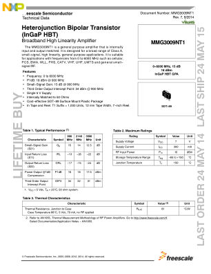 MMG3009NT1 datasheet cover page