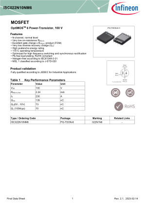 ISC022N10NM6 datasheet cover page