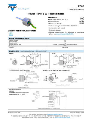 PE60 datasheet cover page