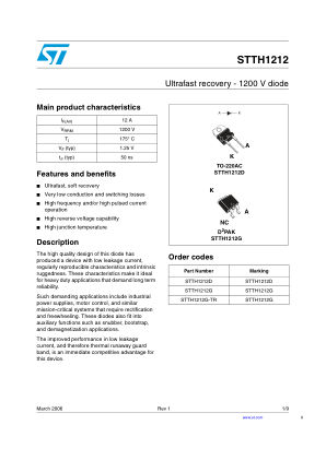 STTH1212 datasheet cover page