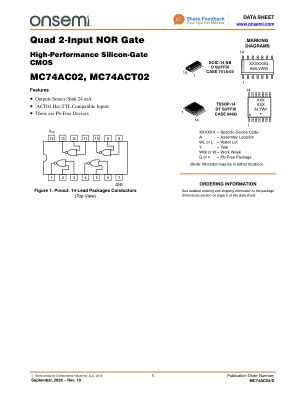 MC74AC02 数据手册首页