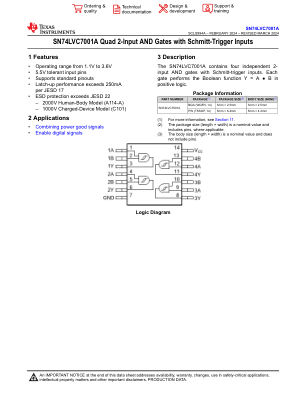 SN74LVC7001A datasheet cover page