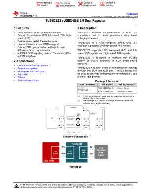 TUSB2E22 数据手册首页