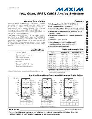MAX312-MAX314 datasheet cover page