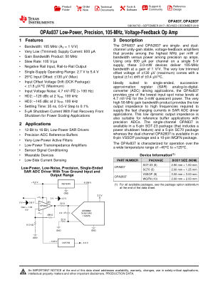 OPA837 datasheet cover page