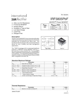 IRF5805 数据手册首页