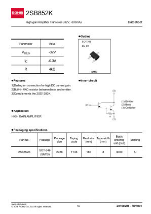 2SB852K 数据手册首页