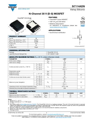 SI7114AD 数据手册首页
