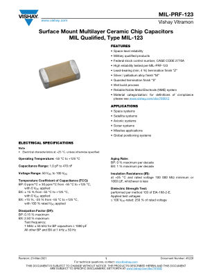 MILPRF123 数据手册首页