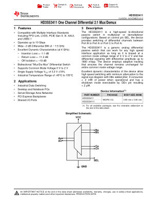 HD3SS3411 datasheet cover page