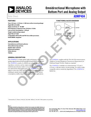 ADMP404 datasheet cover page